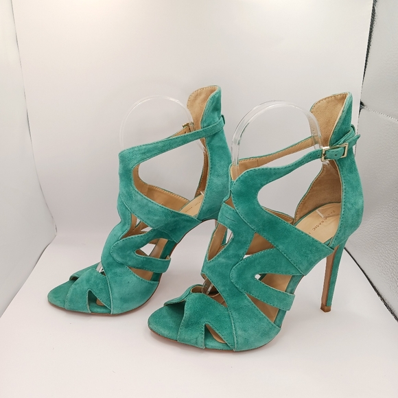 Zara Sz 37 Turquoise Suede Cutout Stiletto High Heel Festival Club Womens - Picture 3 of 10